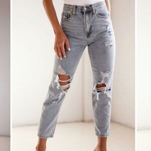 Insane Gene, High Rise Ripped Ankle Girlfriend Jeans